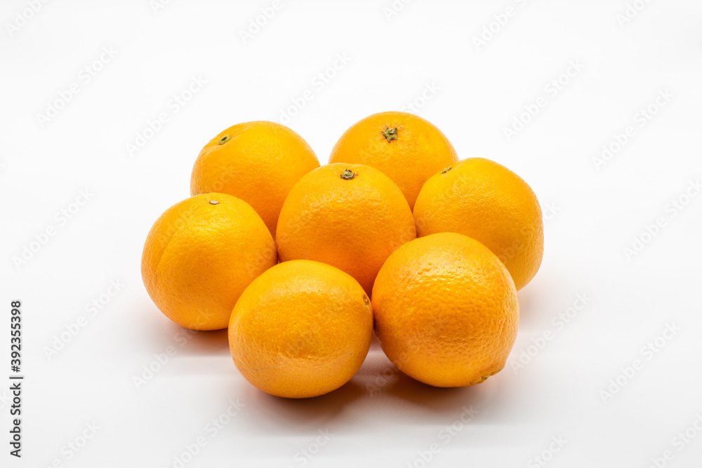 Seven pieces of orange fruits isolated on white background Seven pieces of orange fruits isolated on white background
