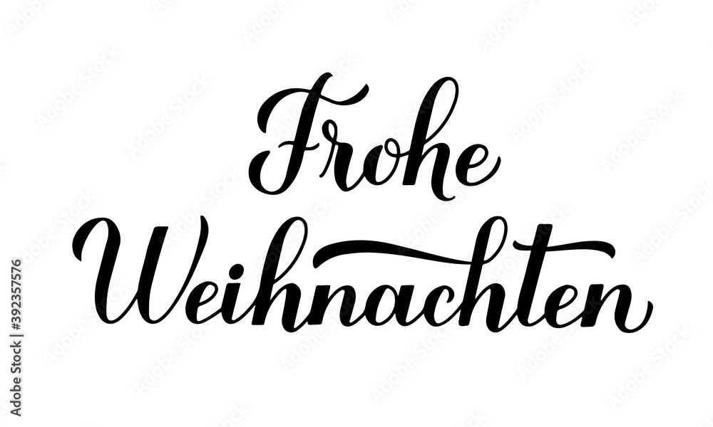 Frohe Weihnachten calligraphy hand lettering isolated on white. Merry Christmas typography poster in German. Easy to edit vector template for greeting card, banner, flyer, sticker, etc