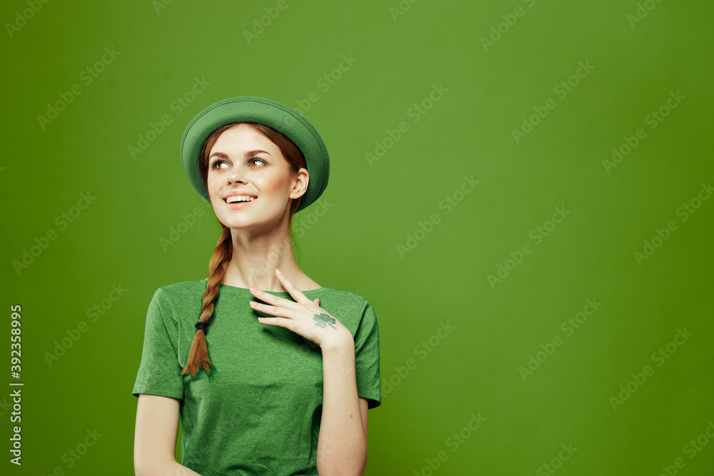 st patrick's day happy woman gesturing with her hands hat shamrock holidays fun st patrick's day happy woman gesturing with her hands hat shamrock holidays fun
