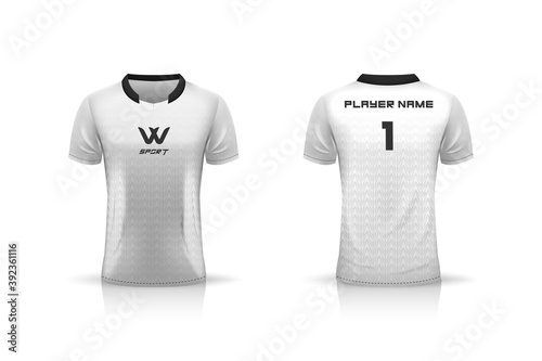 Specification Soccer Sport , Esport Gaming T Shirt Jersey template. mock up uniform . Vector Illustration design