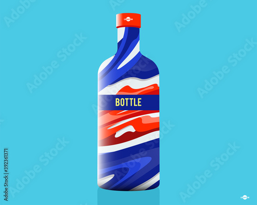 Bottle. Mixture of acrylic paints. Fluid art. Liquid marble texture. Applicable for design cover, presentation, invitation, flyer, annual report, poster, design packaging-01