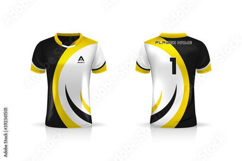 Specification Soccer Sport mockup , Esports Gaming T Shirt Jersey template. mock up uniform . Vector Illustration design