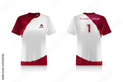 Specification Soccer Sport mockup , Esports Gaming T Shirt Jersey template. mock up uniform . Vector Illustration design