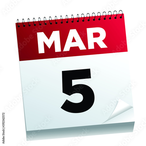 March 5th on a calendar page - illustrated.