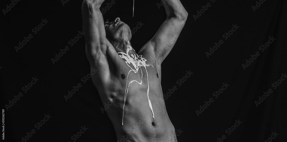 Sexy man body. Erotica. Cream. Sensual. Photo. Male. Sexy man body. Erotica. Cream. Sensual. Photo. Male.