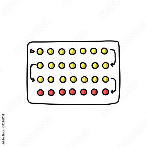 birth control pills doodle icon, vector color illustration