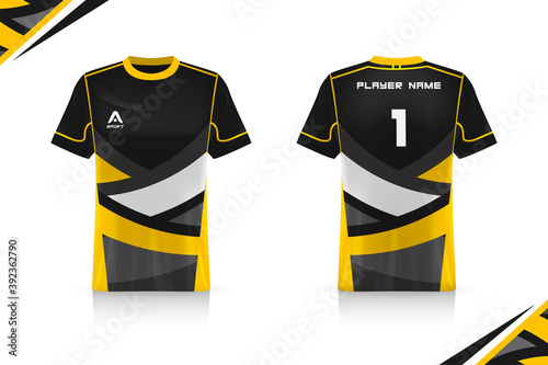 Specification Soccer Sport mockup , Esports Gaming T Shirt Jersey template. mock up uniform . Vector Illustration design