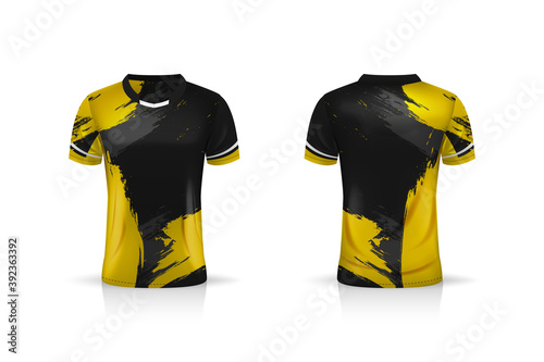 Specification Soccer Sport , Esport Gaming T Shirt Jersey template. mock up uniform . Vector Illustration design photo