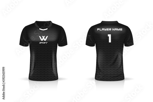 Specification Soccer Sport , Esport Gaming T Shirt Jersey template. mock up uniform . Vector Illustration design
