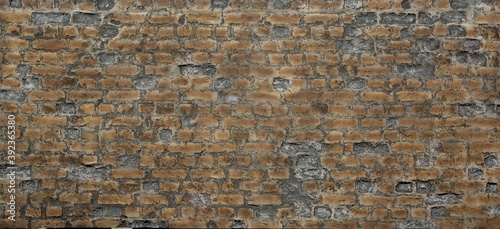 Old messy brick wall texture background exterior