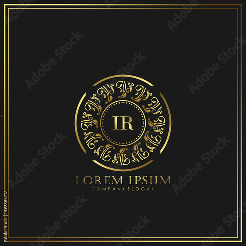 IR Initial Letter Luxury Logo template in vector art for Restaurant, Royalty, Boutique, Cafe, Hotel, Heraldic, Jewelry, Fashion and other vector illustration