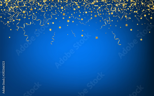 Fototapeta Naklejka Na Ścianę i Meble -  Golden Ribbon Celebrate Vector Blue Background. 