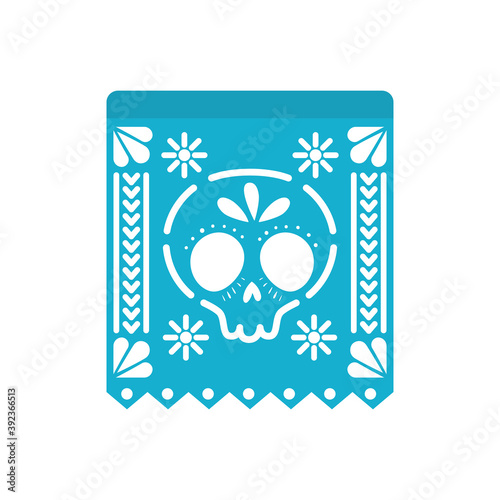 garland of blue color with skull on white background