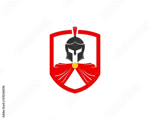 Protection shield with spartan helmet inside