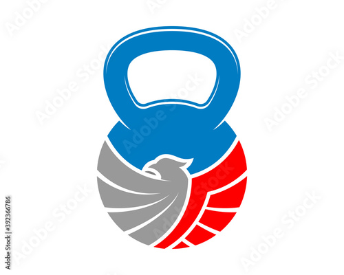 Flying eagle with fitness kettle bell