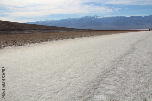 The salt bed in bad water in Death Valley.