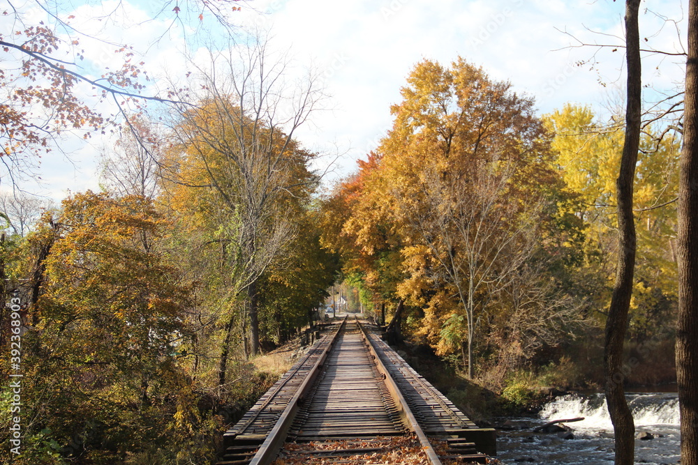 Rail track in Rockaway river in NJ. Rail track in Rockaway river in NJ.