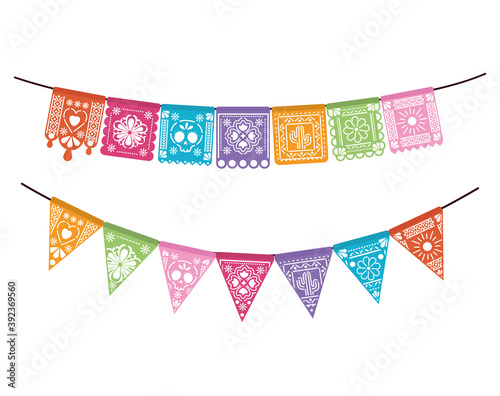 set of mexican garland on white background photo