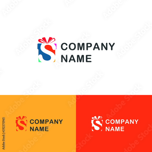 Free Download Colorful Gift box with initial S letter logo concept. Gift store/shop logo template - GFXLoad