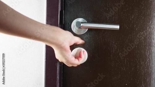 Locking door from inside the room close up