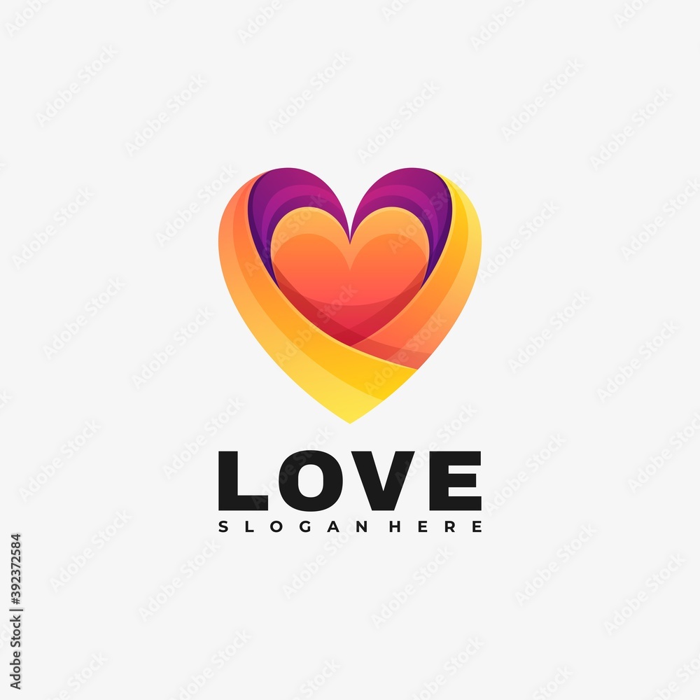 Vector Logo Illustration Love Gradient Colorful Style.