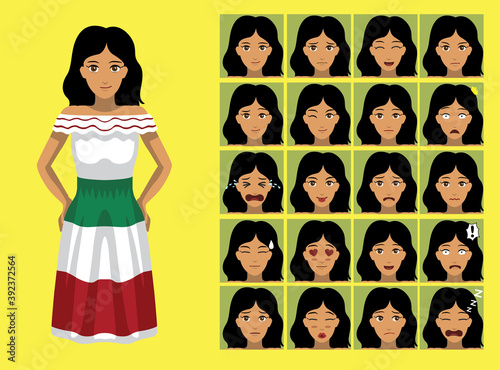 Manga StyleSpanish Woman Cartoon Character Emotions