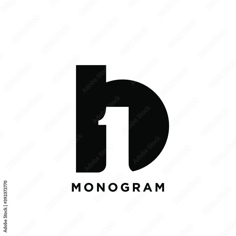 ONE b b1 1b 1 initial letter logo vector icon design isolated background
