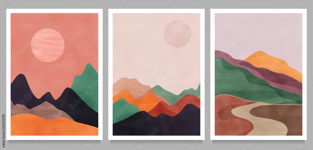 Mid century modern minimalist art print. Abstract contemporary