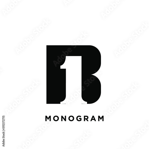ONE b b1 1b 1 initial letter logo vector icon design isolated background