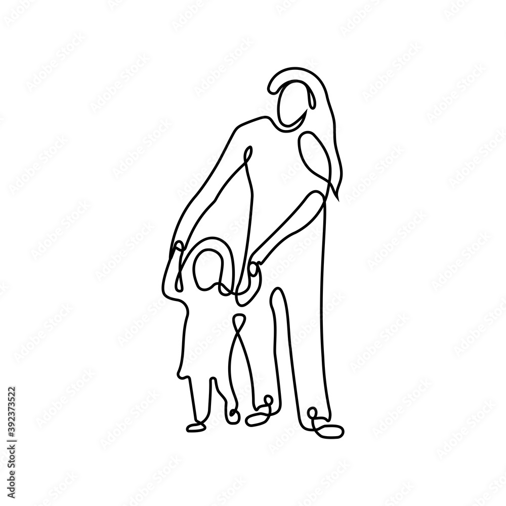 single line mother and daughter logo design inspirations