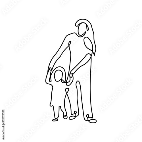 single line mother and daughter logo design inspirations