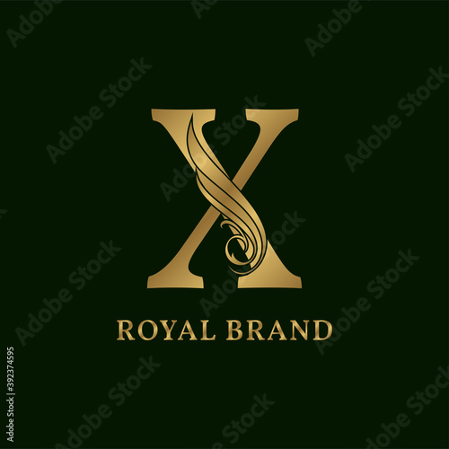 decorative letter X swirl luxurious alphabet for bridal, wedding, beauty care logo, personal branding image, make up artist,eye lash, nail art or any other royal brand and company