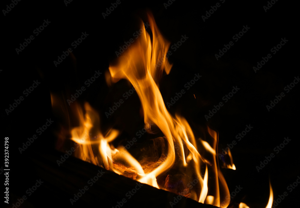 burning fire flame on the black background burning fire flame on the black background