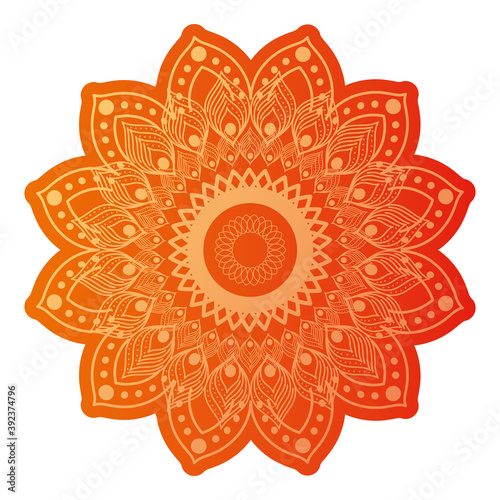 mandala of color dark orange with a white background
