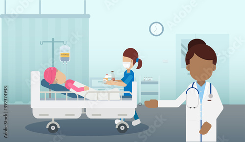 Chemotherapy room with patient