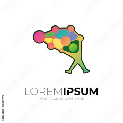 Brain healthy and anatomy logo vector, abstract brain logo, colorful brain logo illustration, babble icon