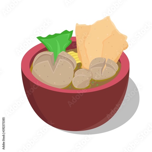 Illustration vector design of meatball. In Indonesia it is known as bakso. Meatball or bakso usually is prepared from beef or chicken.