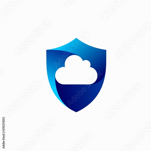 cloud computing icon with shield concept