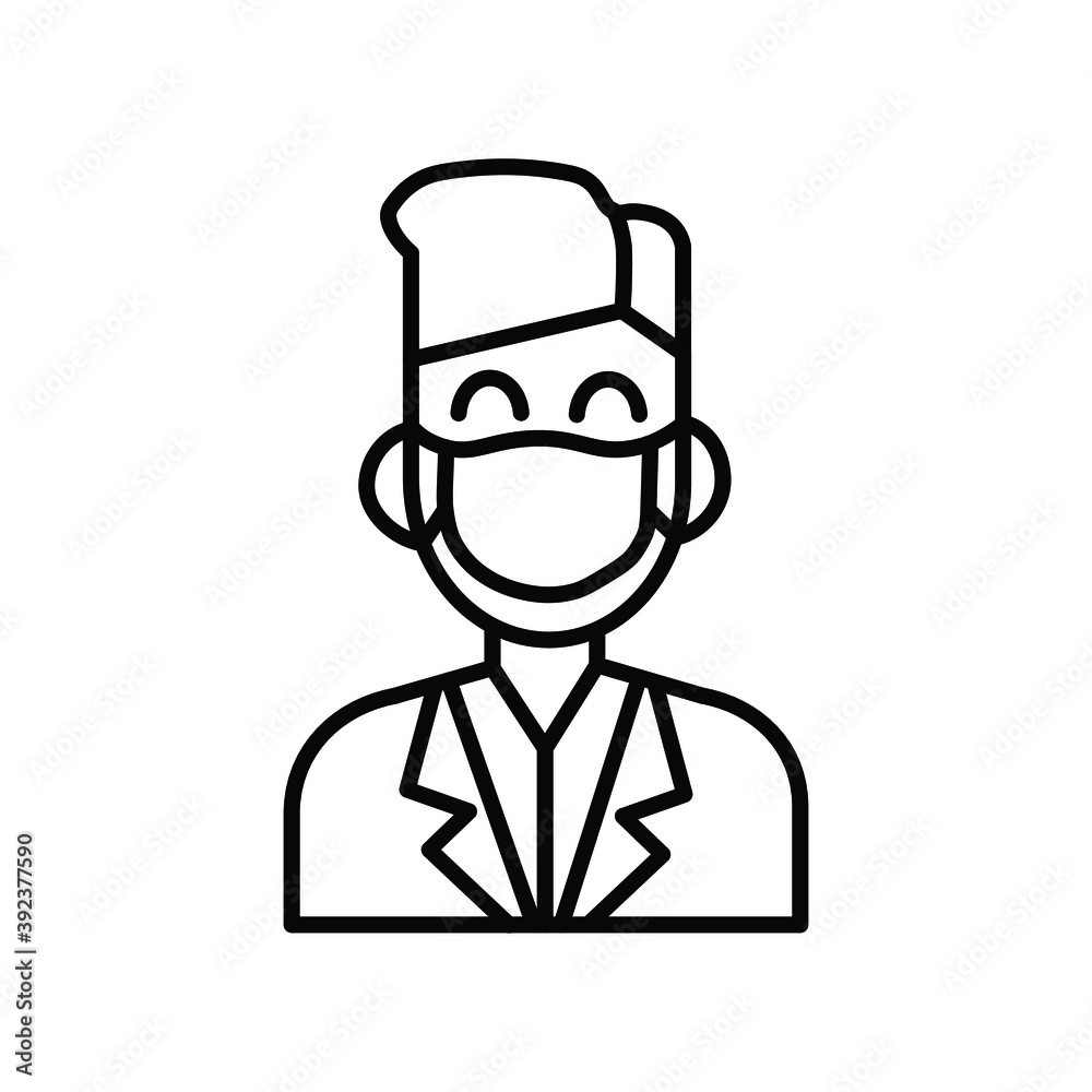 Young guy wearing mask line icon Young guy wearing mask line icon