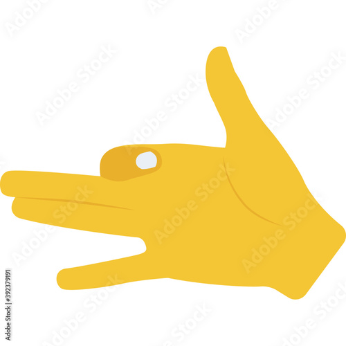
Hand opened widely with tilted index finger
