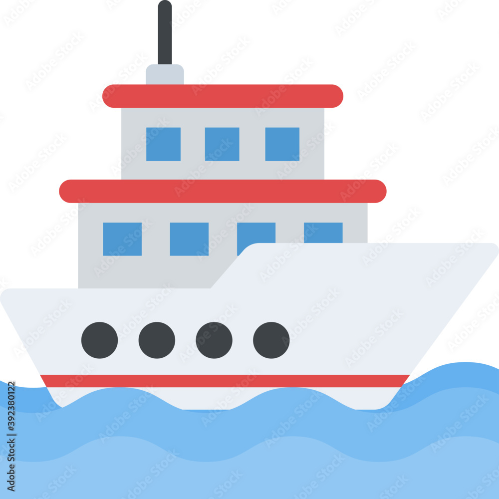 A sea voyage, cruise ship travelling flat icon
A sea voyage, cruise ship travelling flat icon