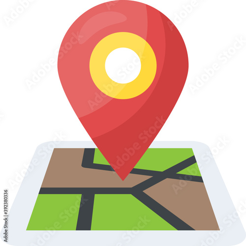 
A curved paper map with pointer, address navigation concept
