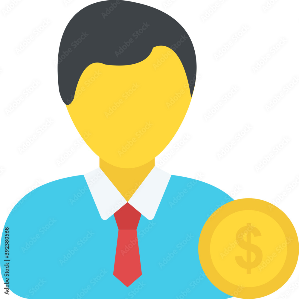 
A person avatar with a dollar coin showing employment
