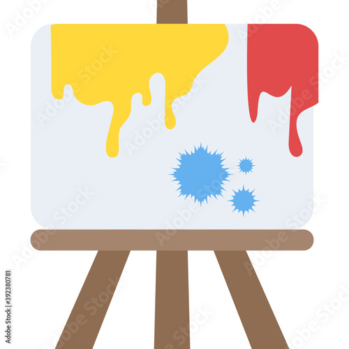 
A painting on an easel 
