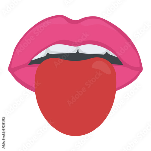 
Lips with tongue sticking out flat design icon

