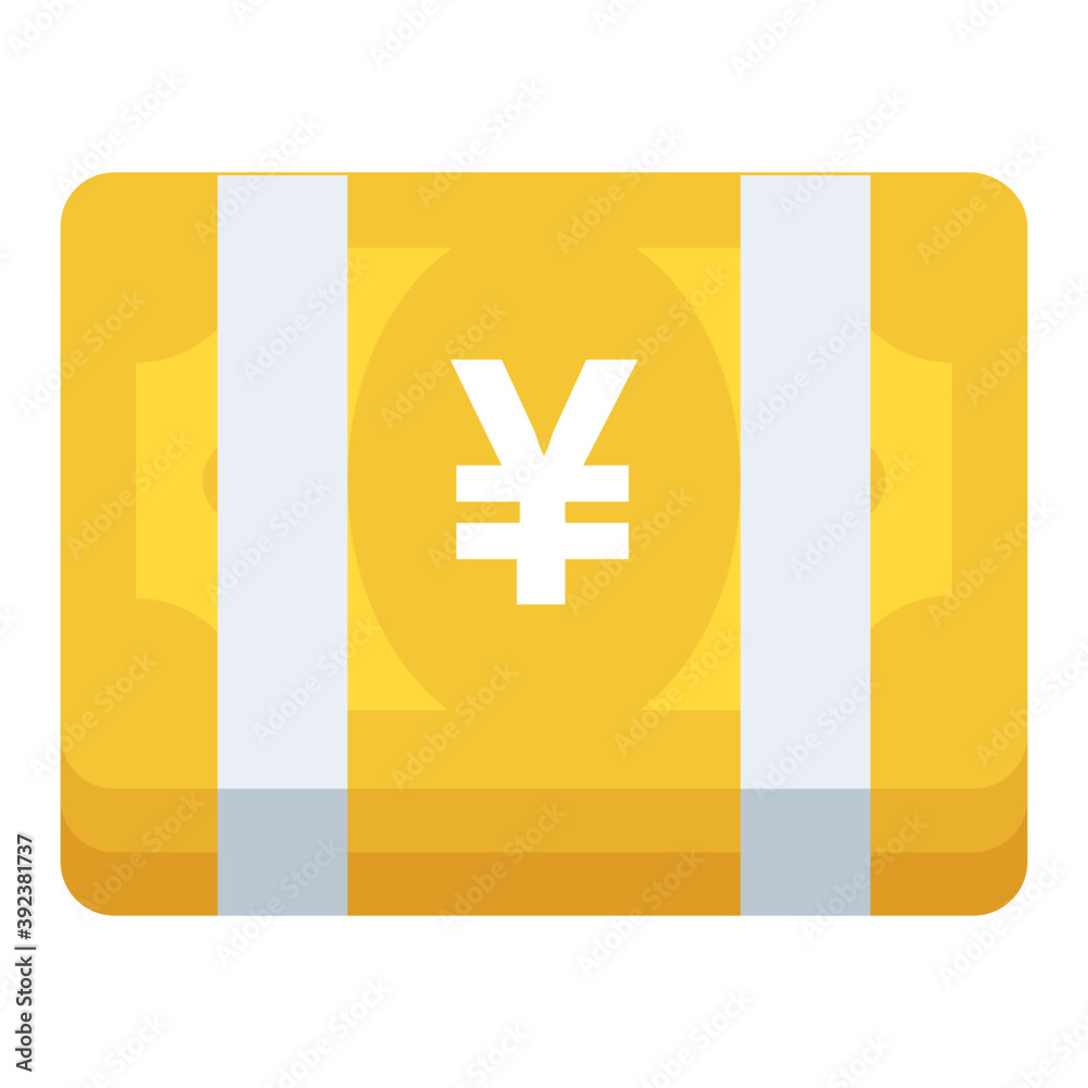 Fototapeta premium Pile of banknotes flat icon 