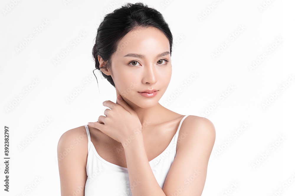 Beautiful young asian woman with clean fresh skin on white background, Face care, Facial treatment, Cosmetology, beauty and spa, Asian women portrait Beautiful young asian woman with clean fresh skin on white background, Face care, Facial treatment, Cosmetology, beauty and spa, Asian women portrait