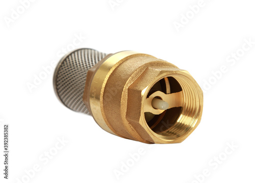 Cuadro en lienzo Closeup of water check valve isolated on white background