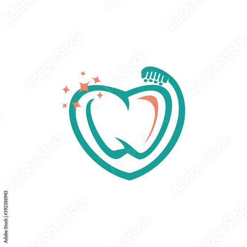 simple modern heart dental health brush vector icon