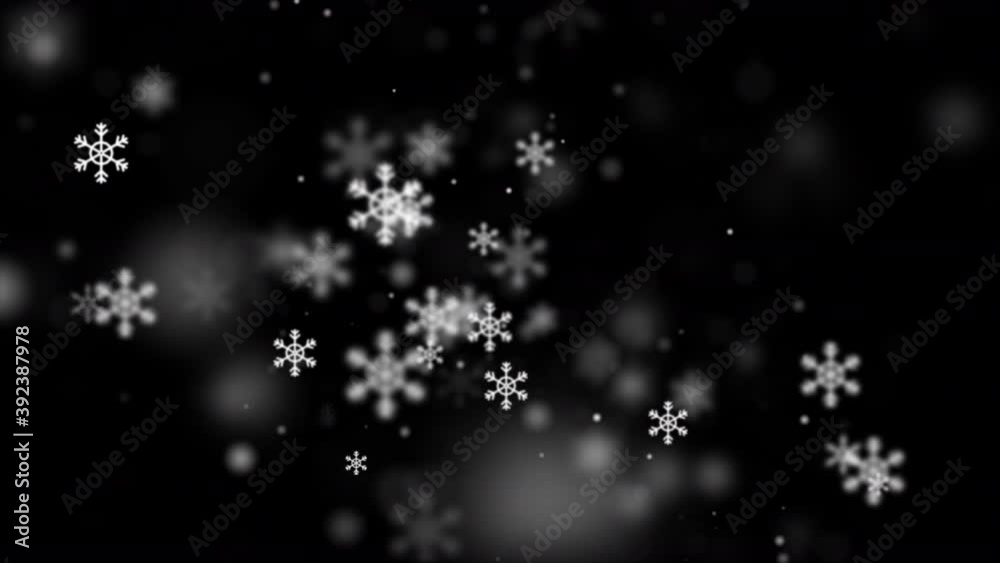 Abstract background the snowflake falling for Christmas celebration and decoration, Snow and particle video overlay on the dark background, with a depth of field effect Abstract background the snowflake falling for Christmas celebration and decoration, Snow and particle video overlay on the dark background, with a depth of field effect